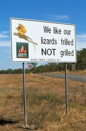 Bush fire warning sign, Northern Territory, Australia, Pacific