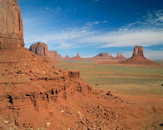 Desert landscape with rock formations in Monument Valley, Arizona, United States of America, North America
