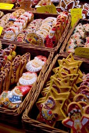 Handpainted biscuits, Christkindelsmarkt (Christ Child's Market) (Christmas market) , Nuremberg, Bavaria, Germany, Europe