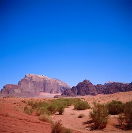 Jabal Rum, desert landscape in Southern Jordan, Wadi Rum, Jordan, Middle East