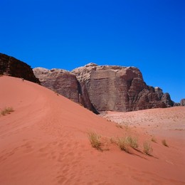 Red sand dune and desert landscape, Wadi Rum, Jordan