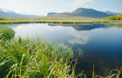 Tranquil landscape, Nikkaluotta, Kiruna, Arctic Sweden, Sweden, Scandinavia, Europe