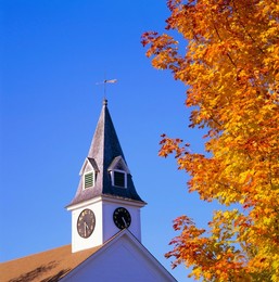 Spire of Sugar Hill Meeting House, New Hampshire, New England, USA, North America