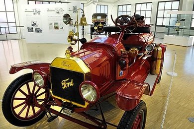 Ford Model T, Chemical Fire Truck from 1917, traffic museum, Deutsches Museum, Munich, Bavaria, Germany, Europe