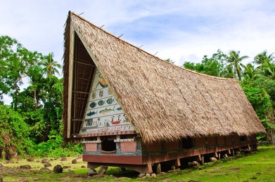 Men's meeting house at Belau National Museum Koror, Republic of Palau, Pacific