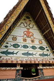 Men's meeting house at Belau National Museum Koror, Republic of Palau, Pacific