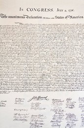 Copy of The Declaration of Independence in Free Quarker Meeting House, Independence National Historical Park, Philadelphia, Pennsylvania, United States of America, North America