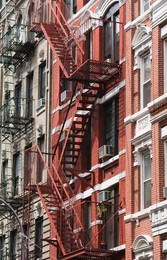 Fire escapes, Chinatown, Manhattan, New York, United States of America, North America