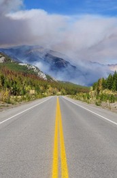 Forest Fire near Saskatchewan Crossing, Banff National Park, UNESCO World Heritage Site, Alberta, Rocky Mountains, Canada