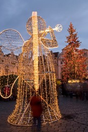 Christmas market decorations at Staromestske (Old Town Square), Stare Mesto, UNESCO World Heritage Site, Prague, Czech Republic, Europe