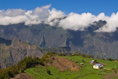 A little house in the Cirque de Cilaos, La Reunion, overseas department of France, Africa