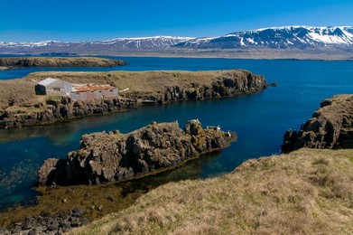 Typical fjord landscape on coast, Vopnafjordur, Iceland, Polar Regions