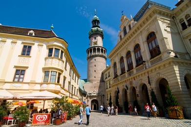 The Tuztorony, old fire tower in the town of Sopron, Hungary, Europe