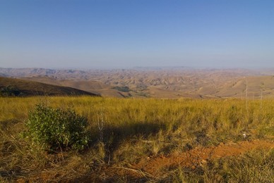 Deforested landscape along the road between Mahajanga and Antanarivo, Madagascar, Africa