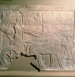 Assyrian stone relief from a series with Ashurbanipal hunting