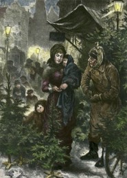 Christmas Market / Wood engraving 1881