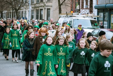 family parade in park Slope