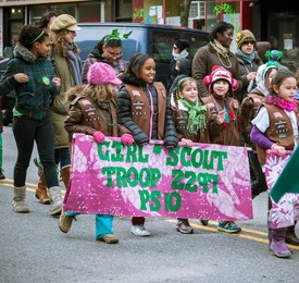 family parade in park Slope