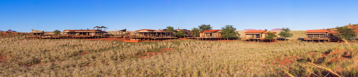Panoramic view of Dunes Lodge.Wolwedans NamibRand Nature Reserve.Namibia