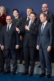 (L-R) Danish Prime Minister Helle Thorni..........