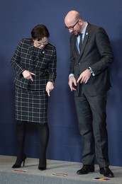 Polish Prime Minister Ewa Kopacz (L) and..........