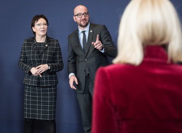 Polish Prime Minister Ewa Kopacz (L) and..........