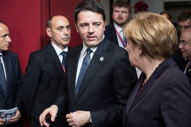 (L-R) , Italian Prime Minister Matteo Re..........