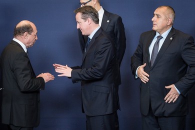 (L-R) President of Romania Traian Basesc..........