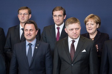 (L-R) Slovenia Prime Minister Miro Cerar..........