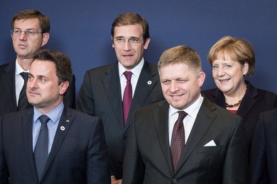 (L-R) Slovenia Prime Minister Miro Cerar..........