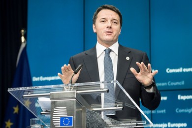 Italian Prime Minister Matteo Renzi hold..........