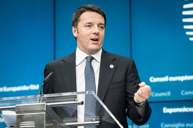 Italian Prime Minister Matteo Renzi hold..........