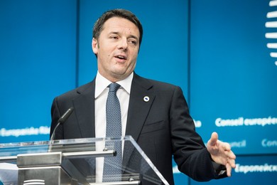 Italian Prime Minister Matteo Renzi hold..........