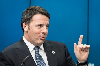 Italian Prime Minister Matteo Renzi hold..........