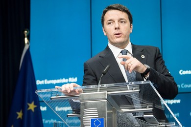 Italian Prime Minister Matteo Renzi hold..........