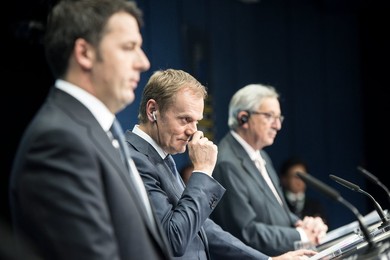 (L-R) Italian Prime Minister Matteo Renz..........