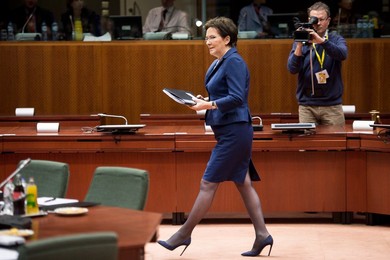 Polish Prime Minister Ewa Kopacz arrives..........