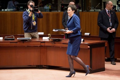 Polish Prime Minister Ewa Kopacz arrives..........