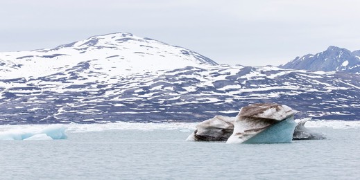 Blue and dirty iceberg landscape, Spitzb..........