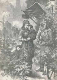 At the Christmas Market / Woodcut, 1881