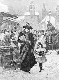 Viennese Christmas market / Woodcut, 1894