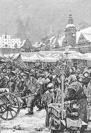 Leibzig Christmas market / Woodcut, 1890