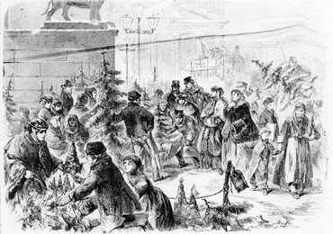 The Christmas market / Woodcut, 1864