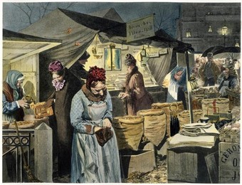 Berlin Christmas market / Gouache 1893