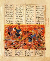 Persia / Iran: Rustam kills Alkus with a lance, Firdausi, Shahnama, South Asia, c. 1450