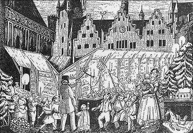 Christmas market / Lithograph, 1851
