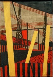 Radio And Railway Landscape / L. Moholy-Nagy / Painting, 1919/20