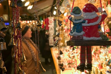 Stall selling Christmas decorations at the Christmas Market.