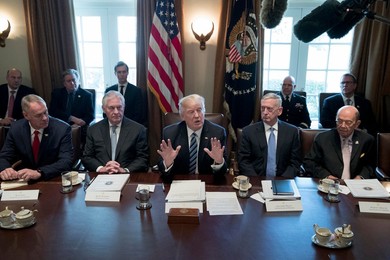 US President Donald J. Trump meets with members of his Cabinet