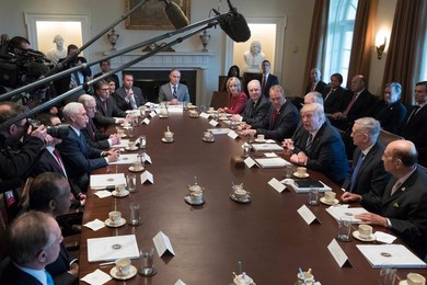 US President Donald J. Trump meets with members of his Cabinet